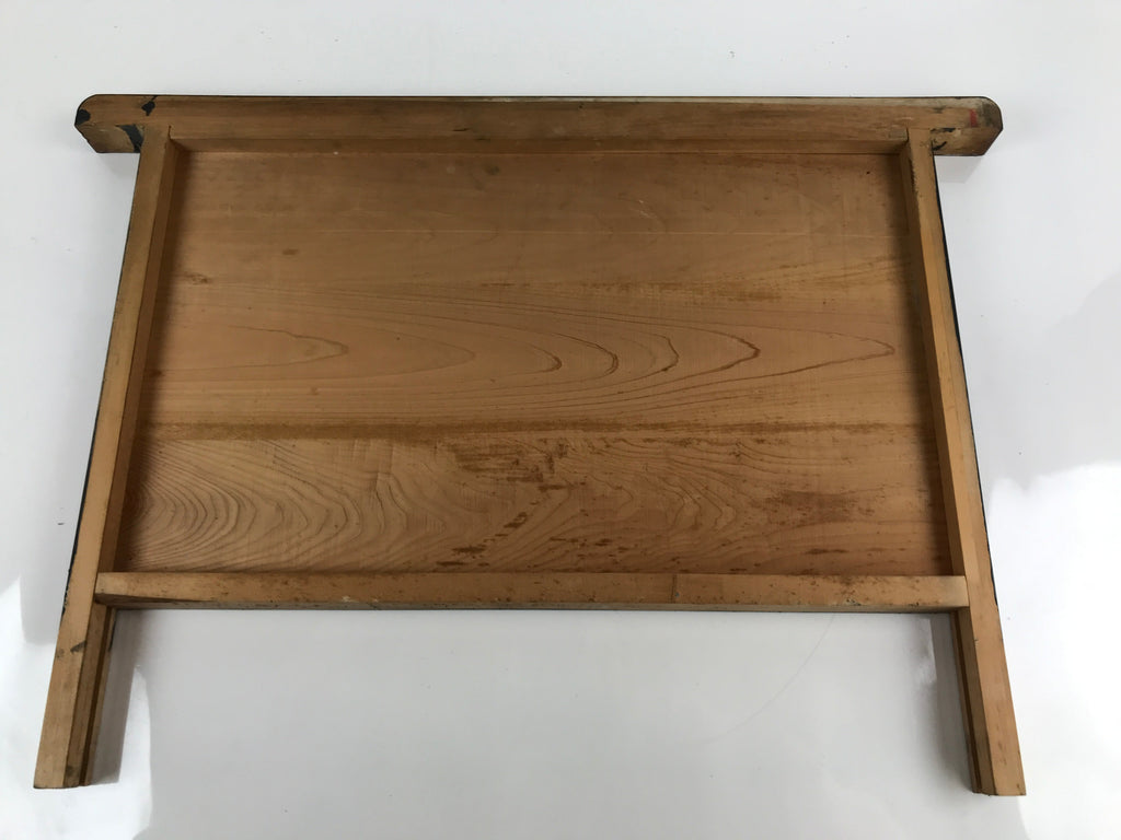 Japanese Buddhist Altar Wooden Lacquered Drawer Tray Vtg Black Gold BA289
