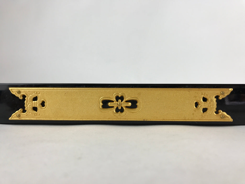 Japanese Buddhist Altar Wooden Lacquered Drawer Tray Vtg Brass Black Gold BA236