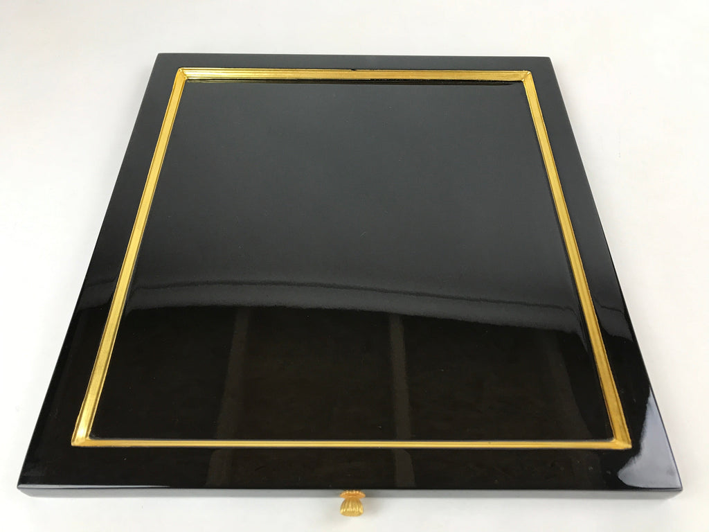 Japanese Buddhist Altar Wooden Lacquered Drawer Tray Vtg Gilt Black Gold BA235