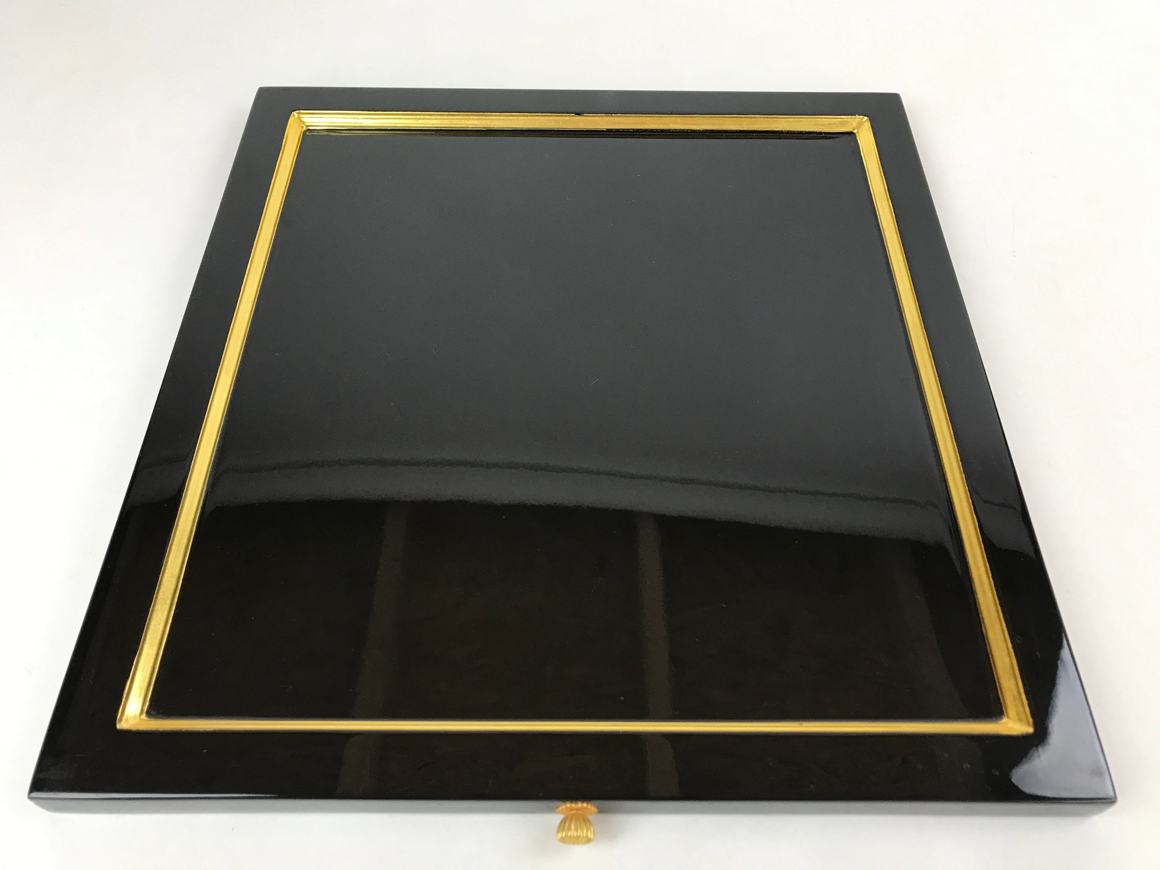 Japanese Buddhist Altar Wooden Lacquered Drawer Tray Vtg Gilt Black Gold BA235