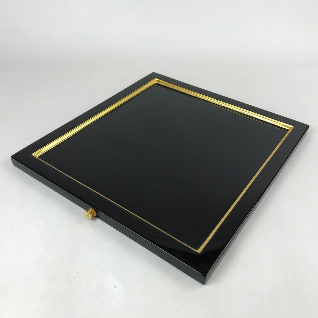 Japanese Buddhist Altar Wooden Lacquered Drawer Tray Vtg Gilt Black Gold BA235