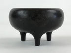 Japanese Buddhist Alter Fitting Bronze Incense Burner Koro Vtg Flower Black BA70