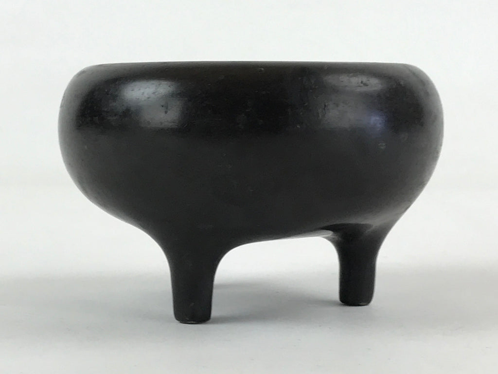 Japanese Buddhist Alter Fitting Bronze Incense Burner Koro Vtg Flower Black BA70