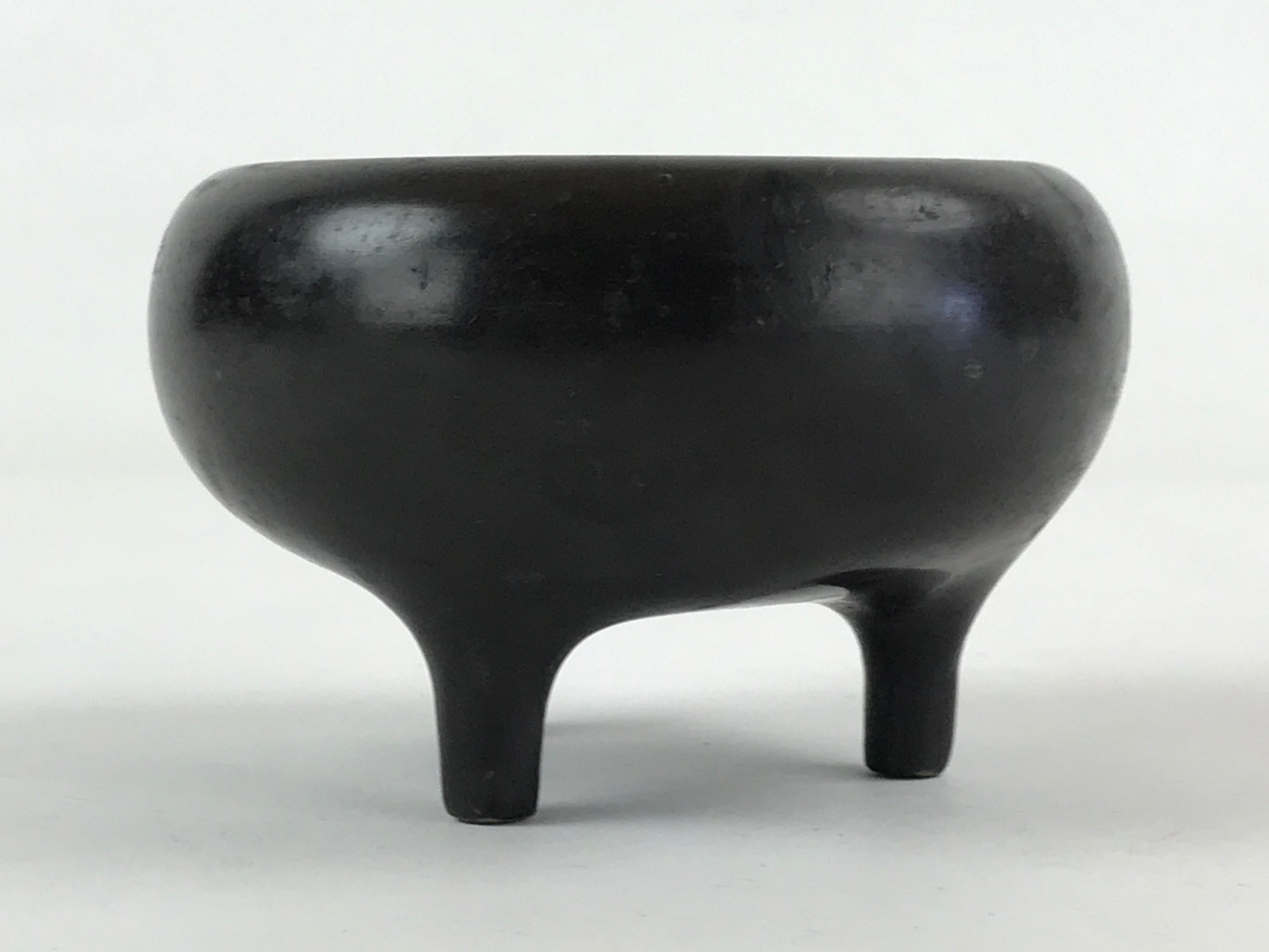 Japanese Buddhist Alter Fitting Bronze Incense Burner Koro Vtg Flower Black BA70