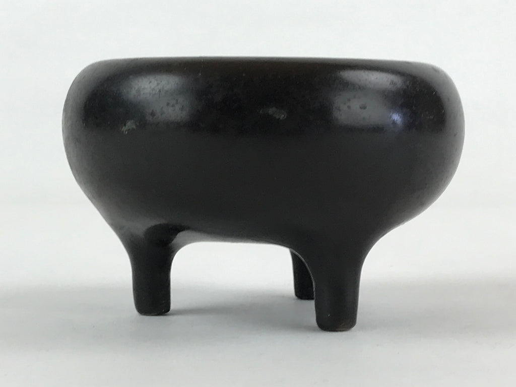Japanese Buddhist Alter Fitting Bronze Incense Burner Koro Vtg Flower Black BA70
