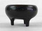 Japanese Buddhist Alter Fitting Bronze Incense Burner Koro Vtg Flower Black BA70