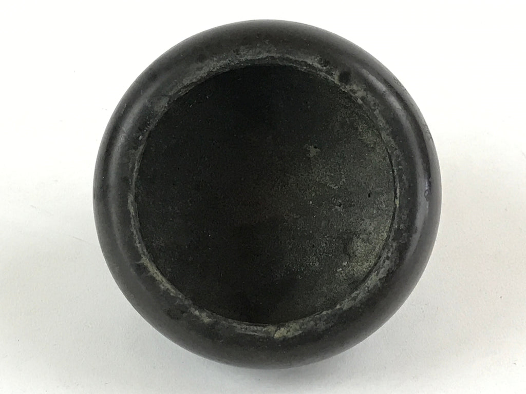 Japanese Buddhist Alter Fitting Bronze Incense Burner Koro Vtg Flower Black BA70