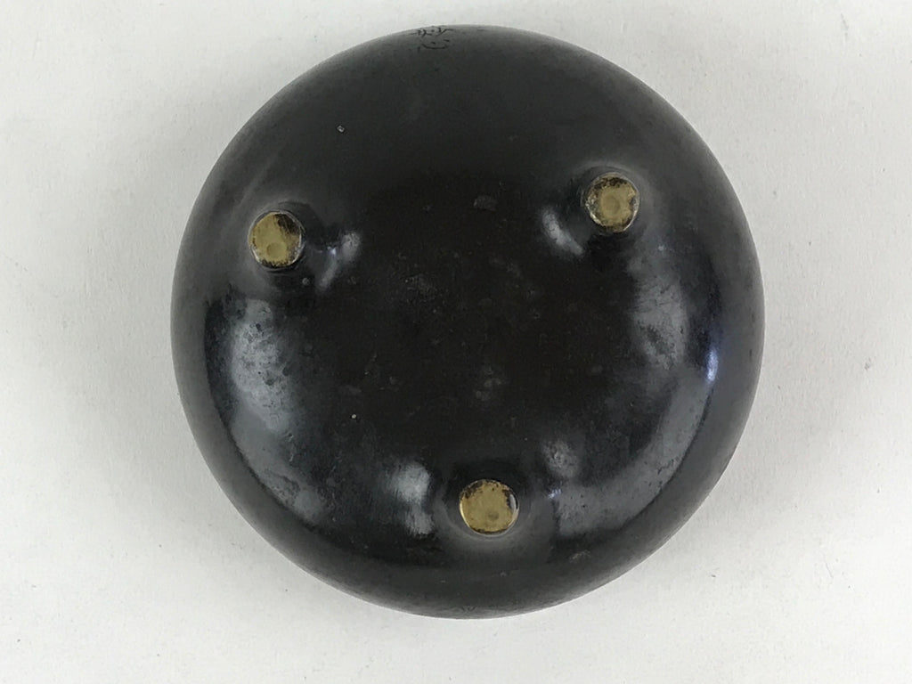 Japanese Buddhist Alter Fitting Bronze Incense Burner Koro Vtg Flower Black BA70