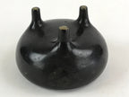 Japanese Buddhist Alter Fitting Bronze Incense Burner Koro Vtg Flower Black BA70