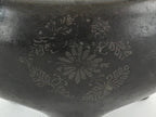 Japanese Buddhist Alter Fitting Bronze Incense Burner Koro Vtg Flower Black BA70