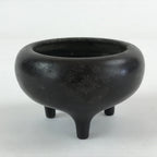 Japanese Buddhist Alter Fitting Bronze Incense Burner Koro Vtg Flower Black BA70
