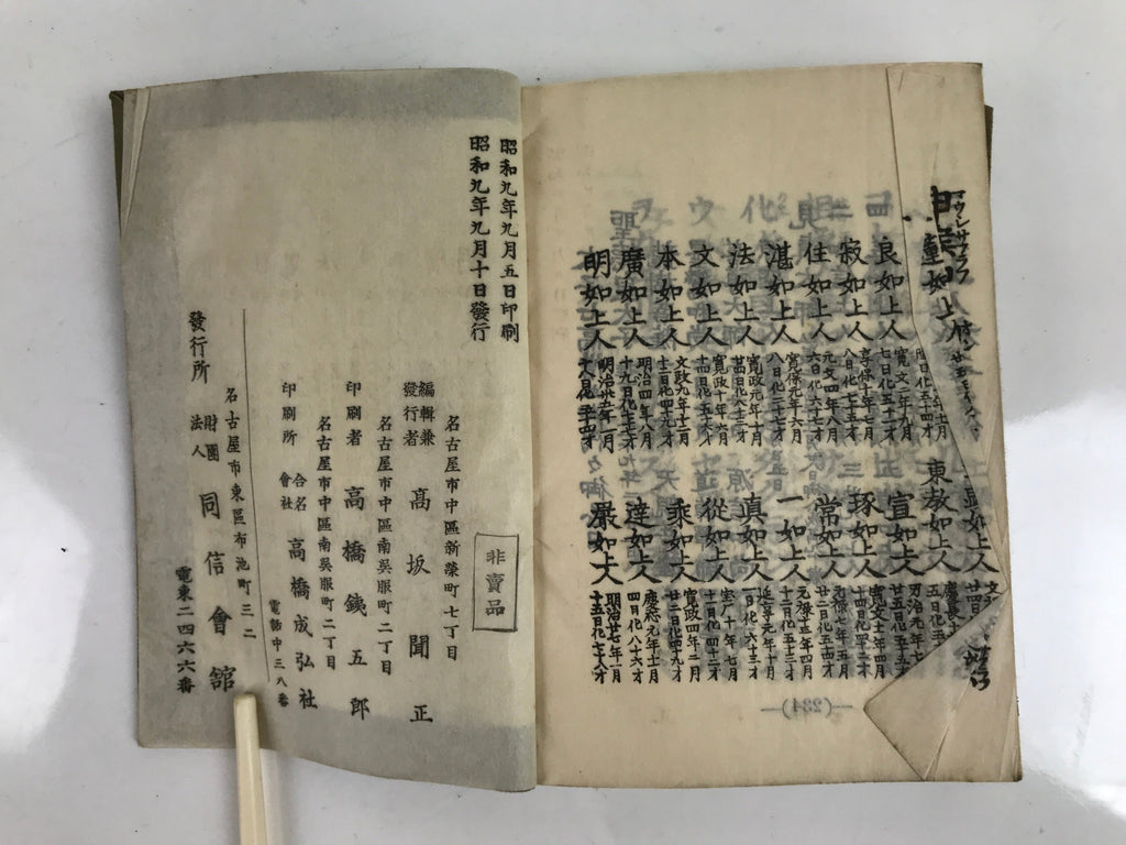 Japanese Buddhist Book Toyo Shomyo Yoshu 1934 Vtg Paper Olive Green BA507