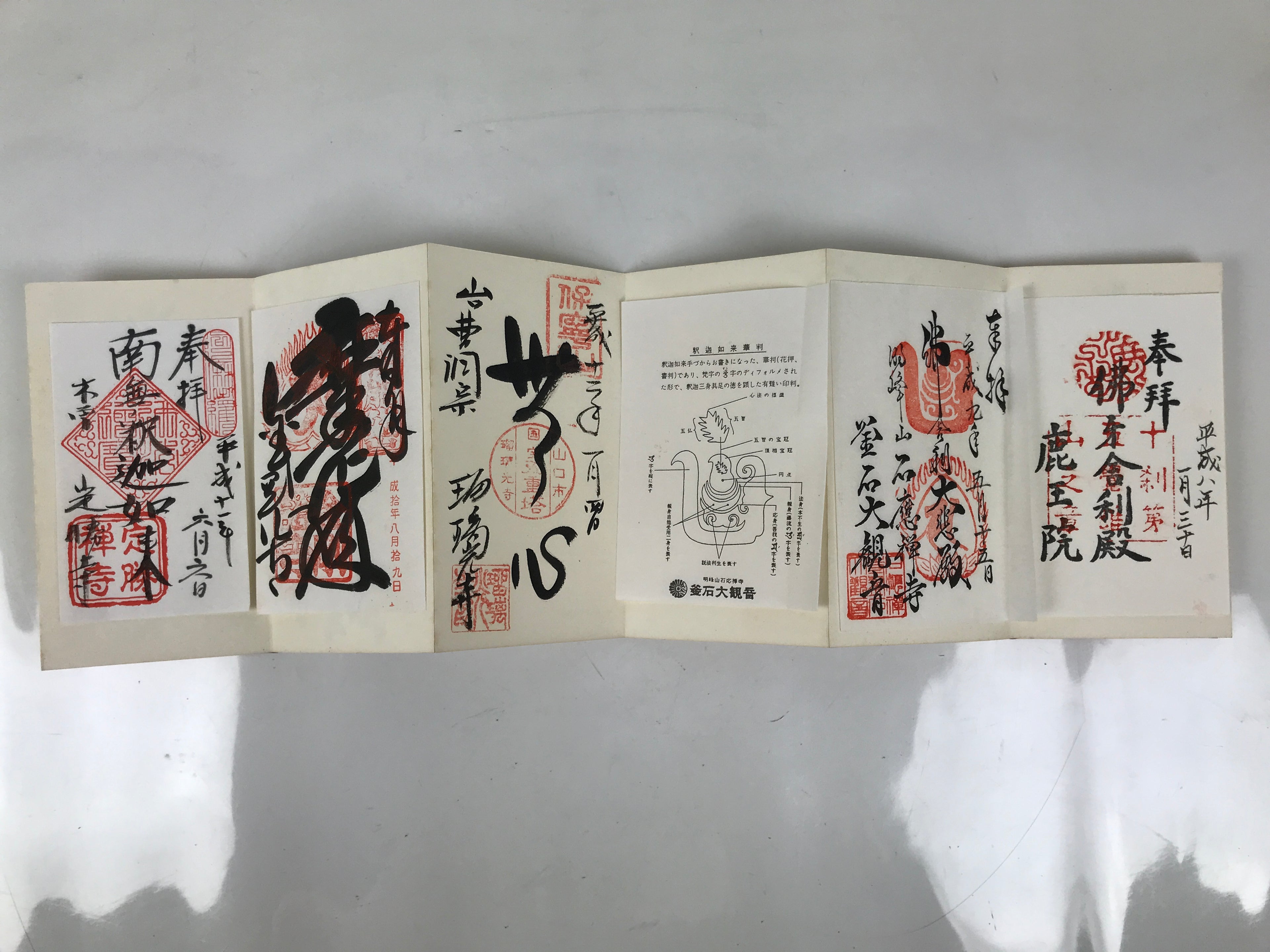 Japanese Buddhist Book Vtg Goshuin Zenkoji Temple Red Gold Complete BA631