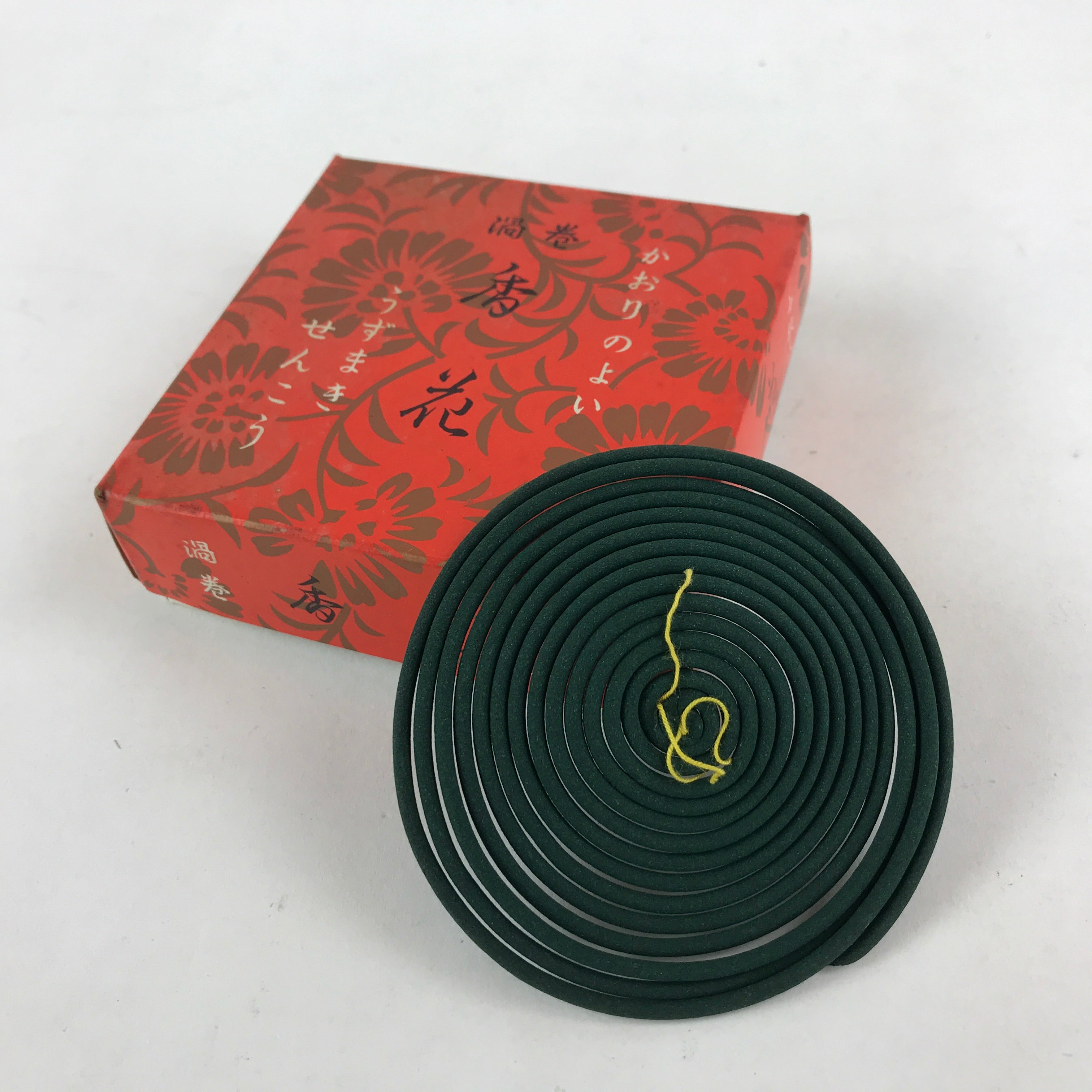 Japanese Buddhist Boxed Incense Coils Scent Vtg Green Senko Butsugu 2mm IN10