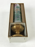 Japanese Buddhist Ceramic Candle Holder W/ Lotus Candle Vtg Gold Flower BA133