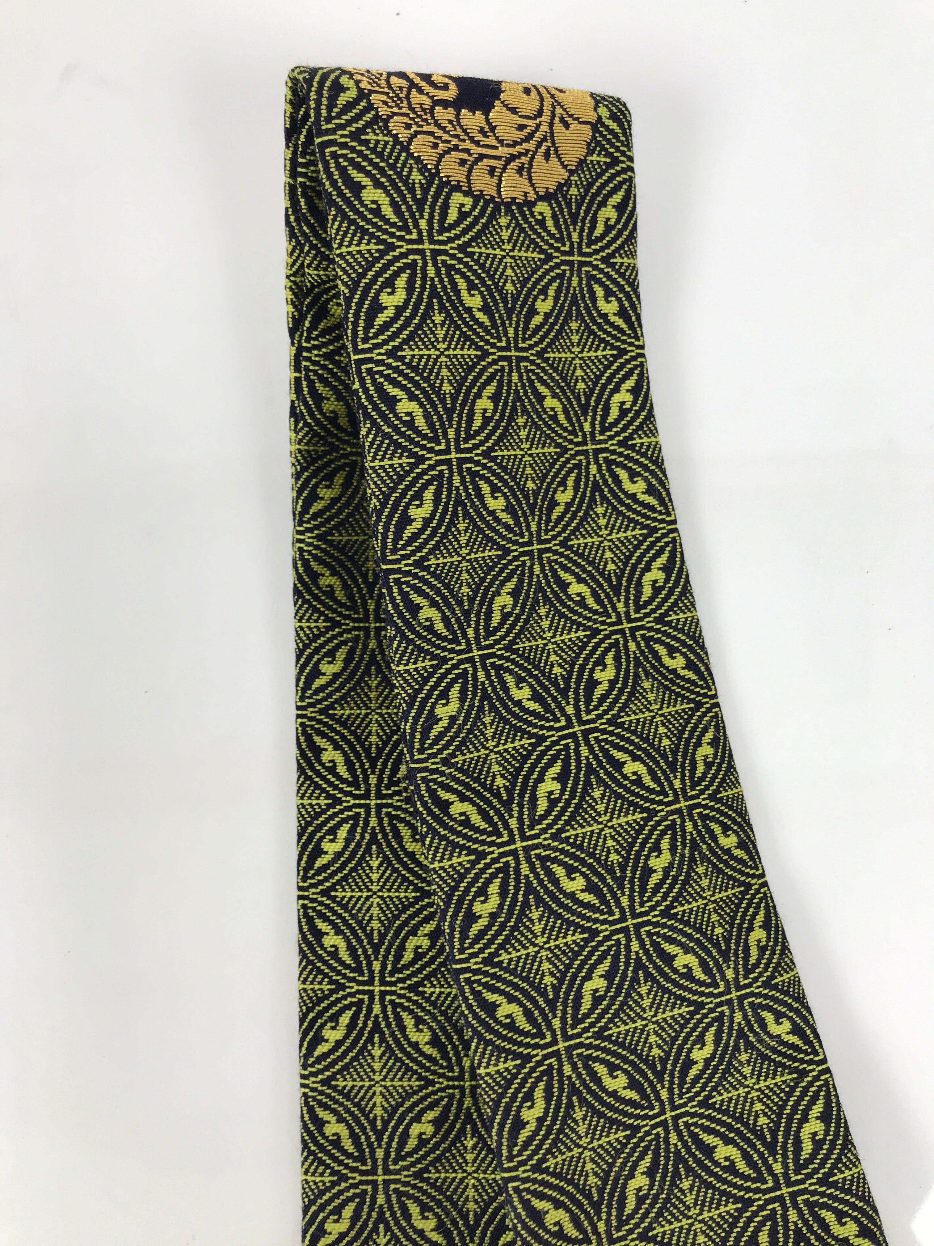 Japanese Buddhist Costume Surplice Sash Vtg Kataginu Wagesa Black Green BA924