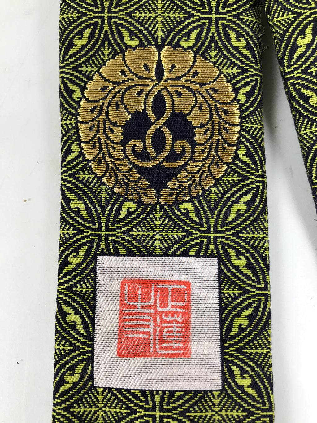 Japanese Buddhist Costume Surplice Sash Vtg Kataginu Wagesa Black Green BA924