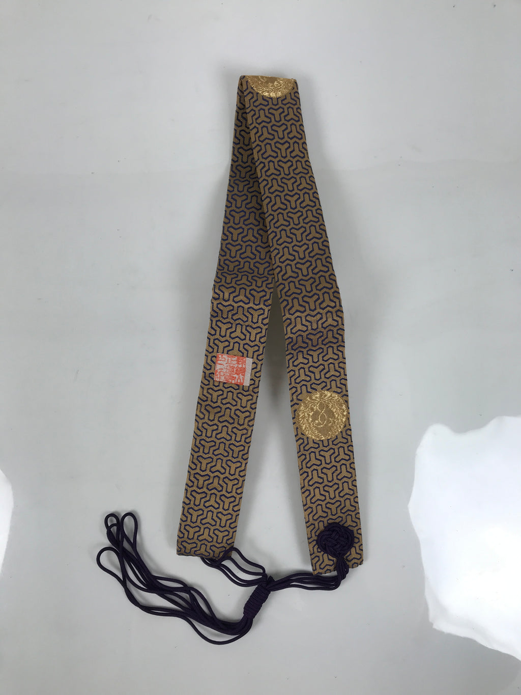 Japanese Buddhist Costume Surplice Sash Vtg Kataginu Wagesa Gold Blue BA923