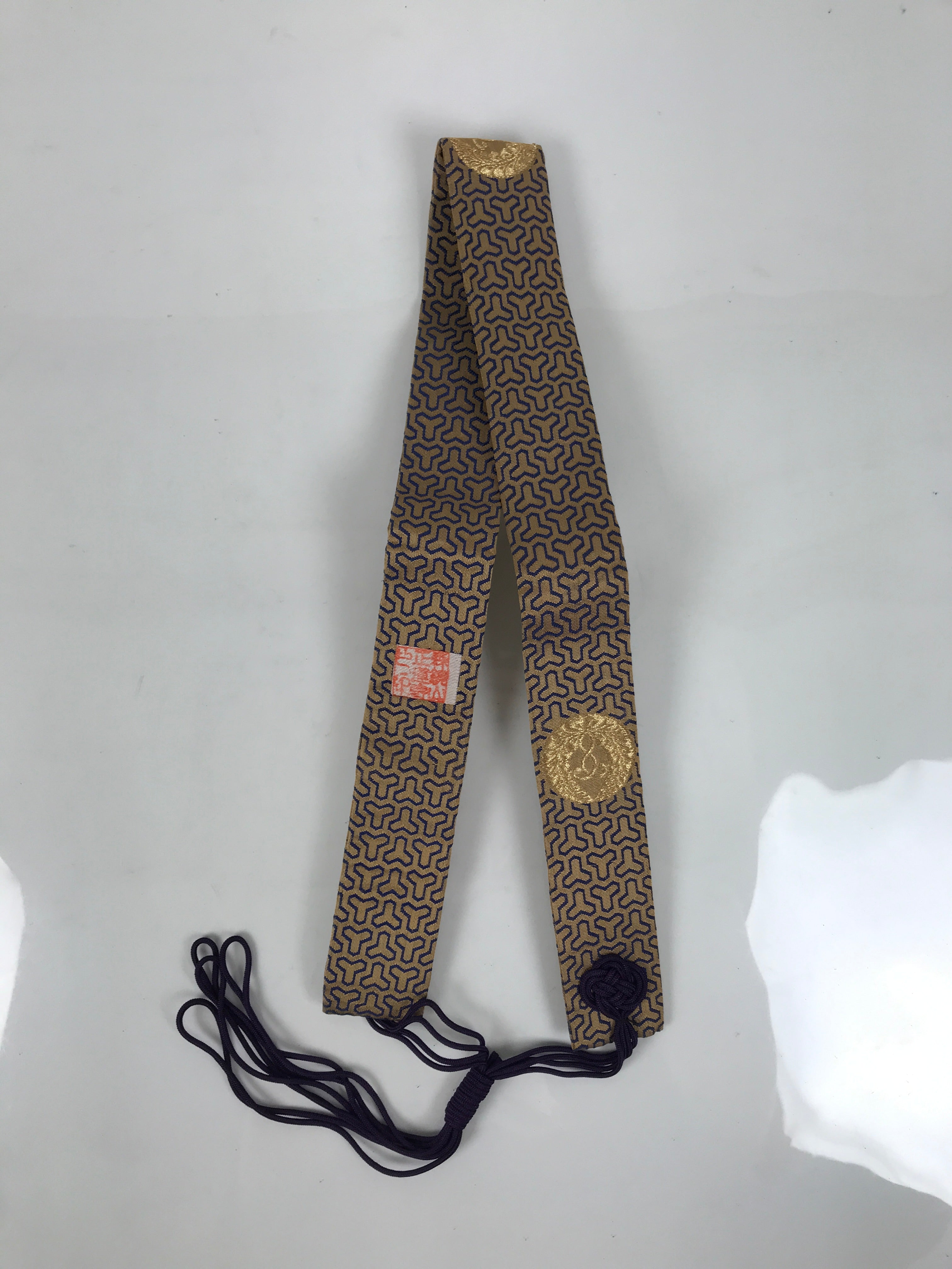 Japanese Buddhist Costume Surplice Sash Vtg Kataginu Wagesa Gold Blue BA923