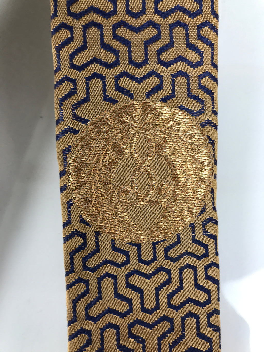 Japanese Buddhist Costume Surplice Sash Vtg Kataginu Wagesa Gold Blue BA923