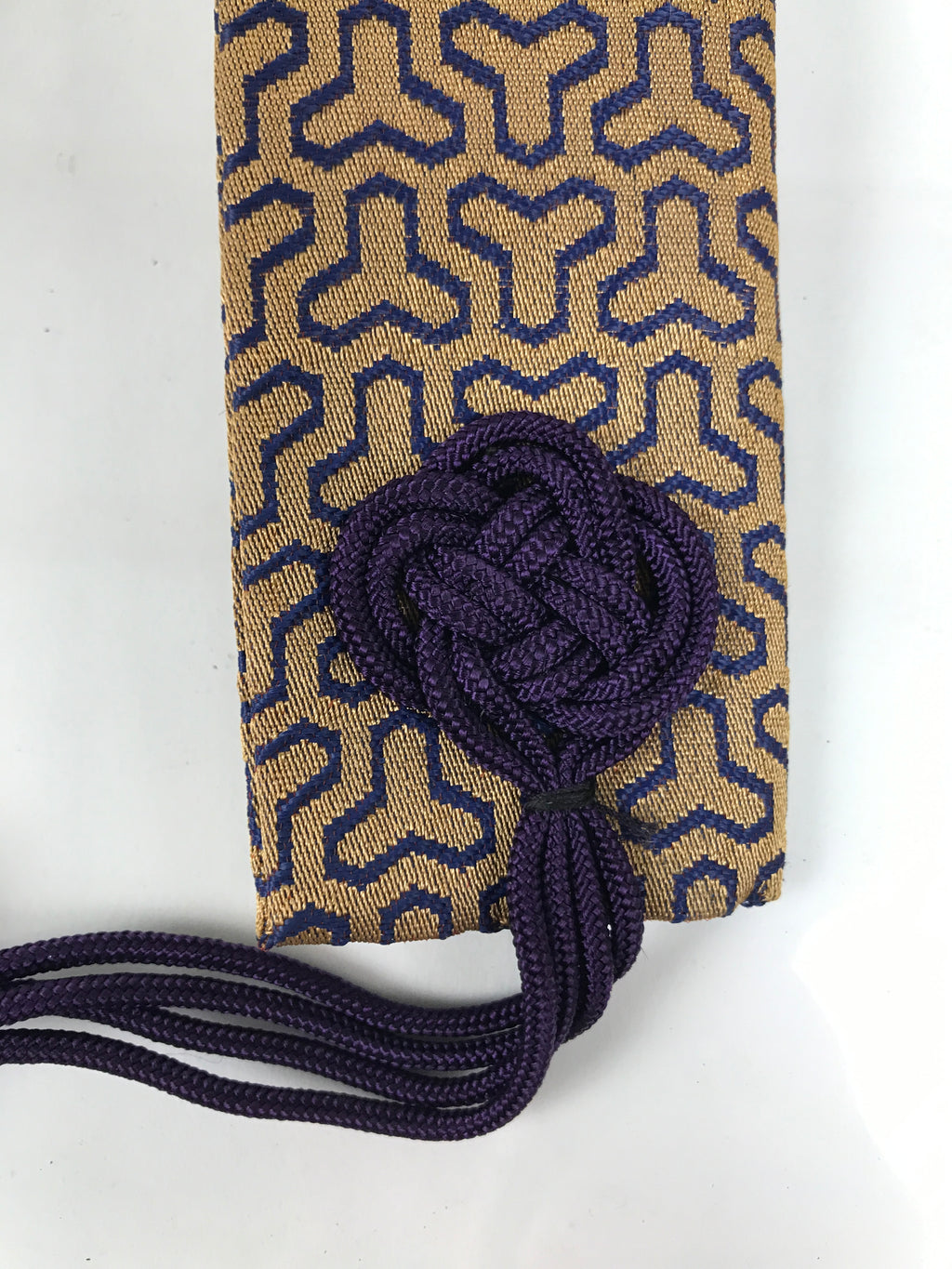 Japanese Buddhist Costume Surplice Sash Vtg Kataginu Wagesa Gold Blue BA923