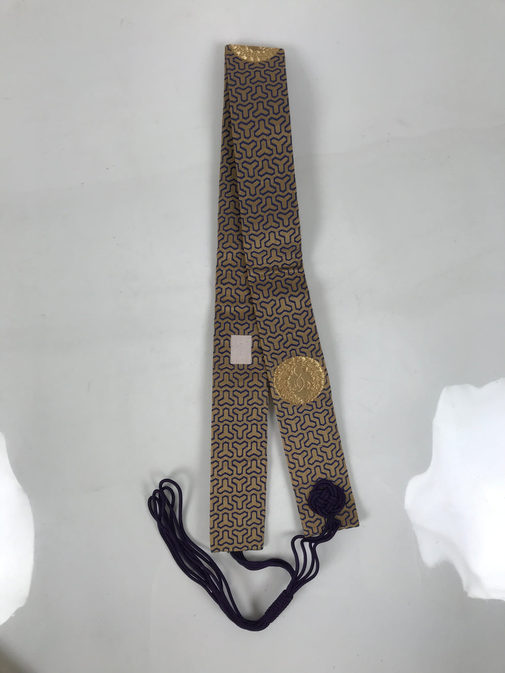 Japanese Buddhist Costume Surplice Sash Vtg Kataginu Wagesa Gold Blue BA923