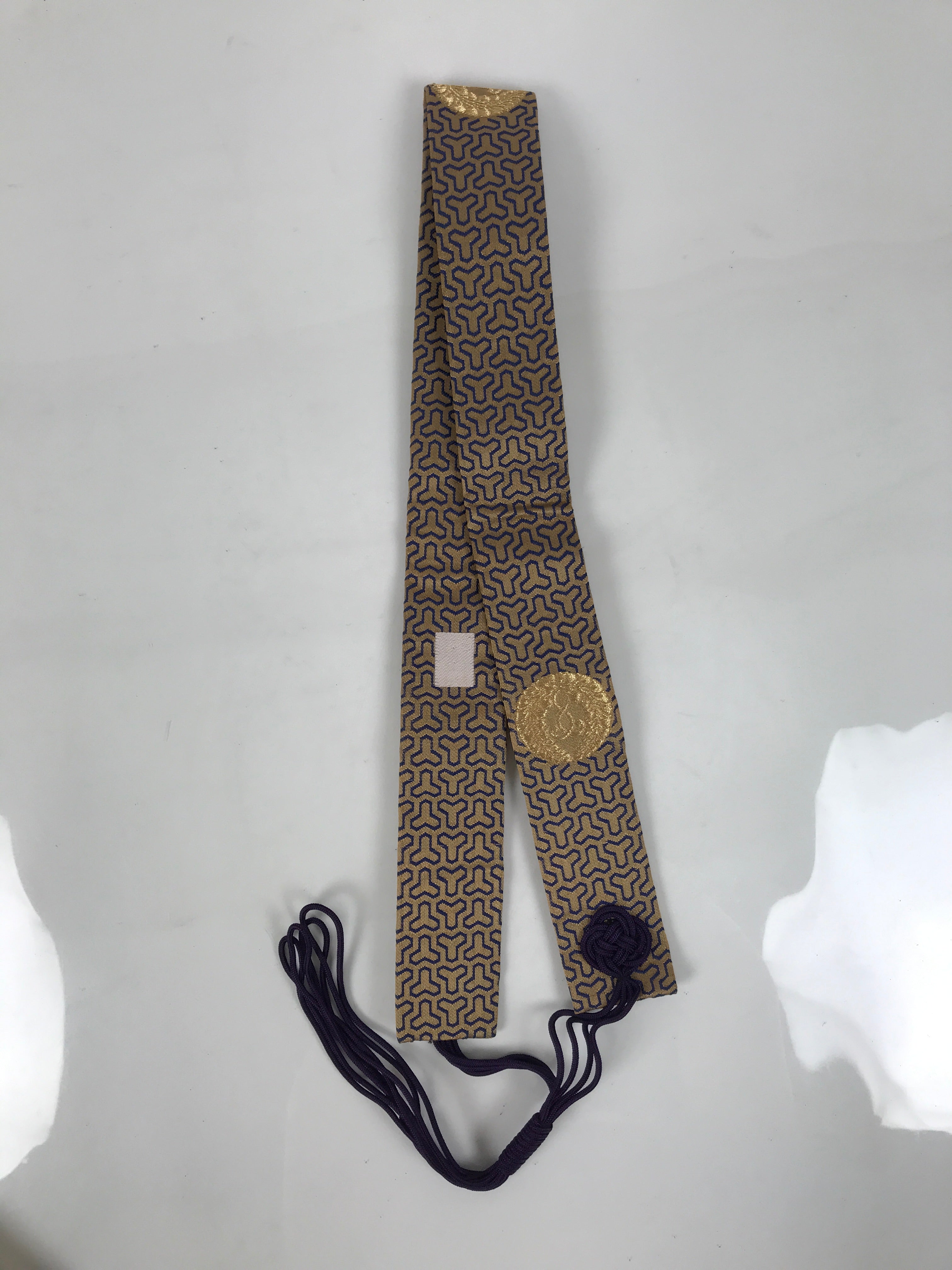 Japanese Buddhist Costume Surplice Sash Vtg Kataginu Wagesa Gold Blue BA923