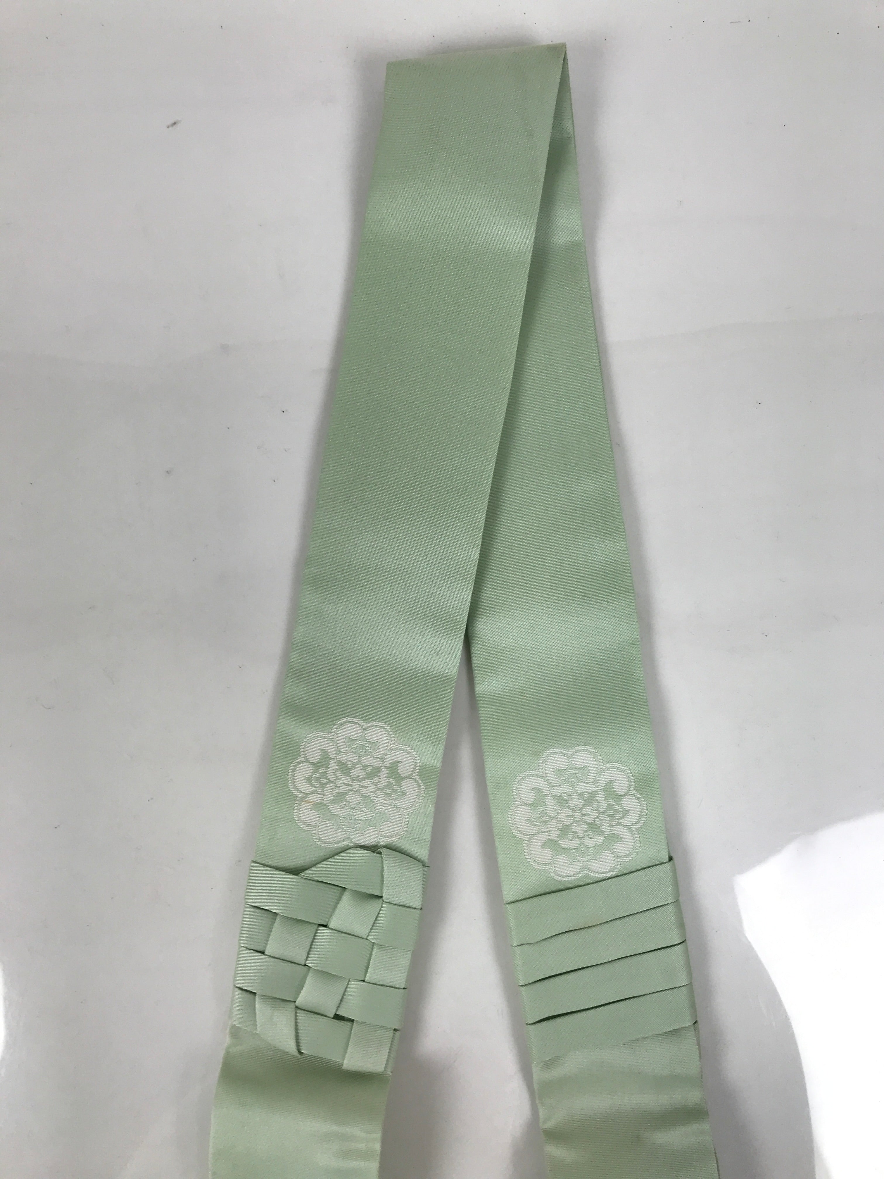 Japanese Buddhist Costume Surplice Sash Vtg Kataginu Wagesa Green White BA913