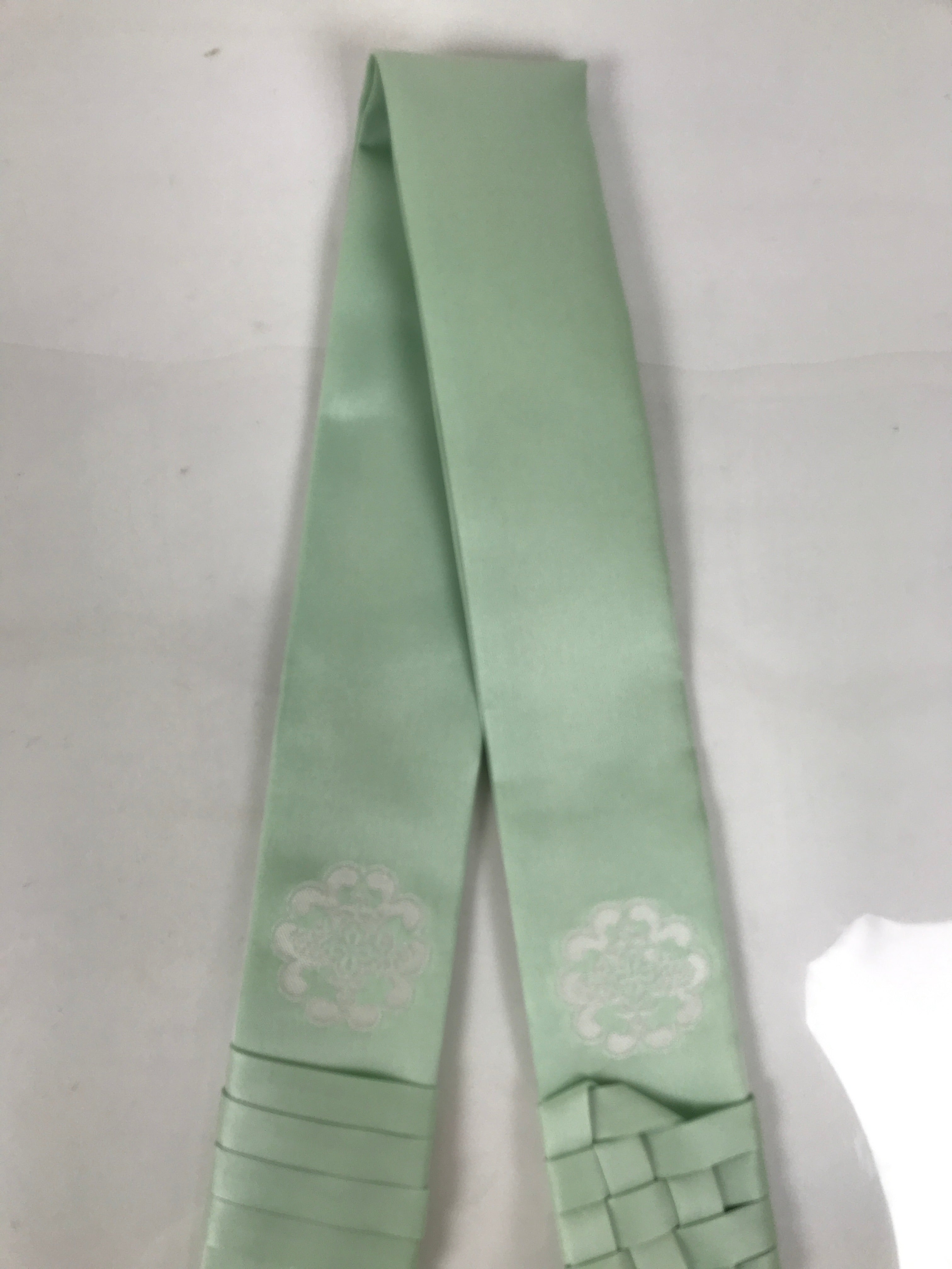 Japanese Buddhist Costume Surplice Sash Vtg Kataginu Wagesa Green White BA914