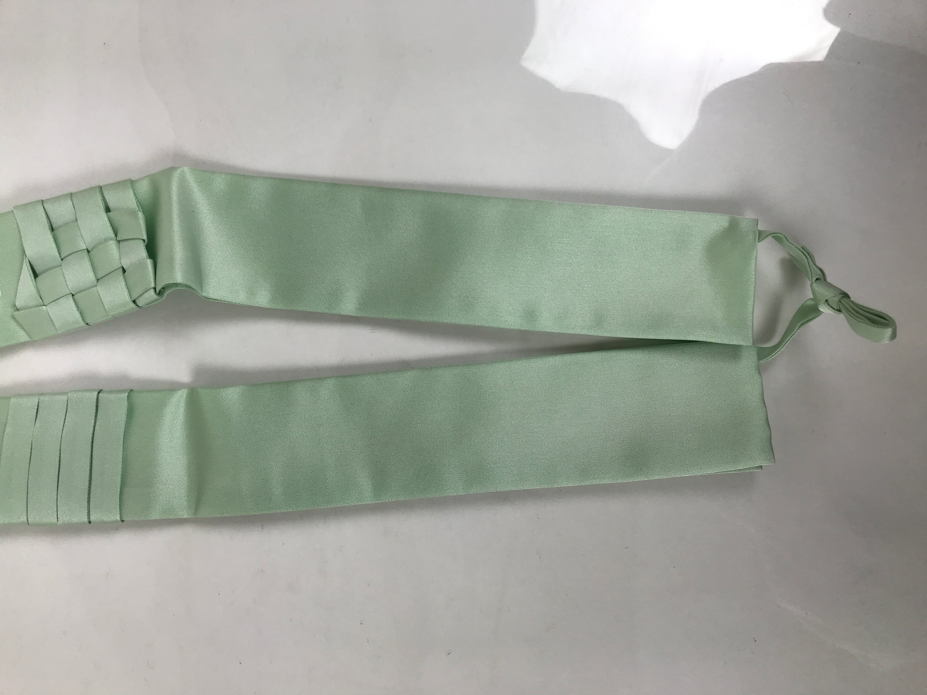 Japanese Buddhist Costume Surplice Sash Vtg Kataginu Wagesa Green White BA914