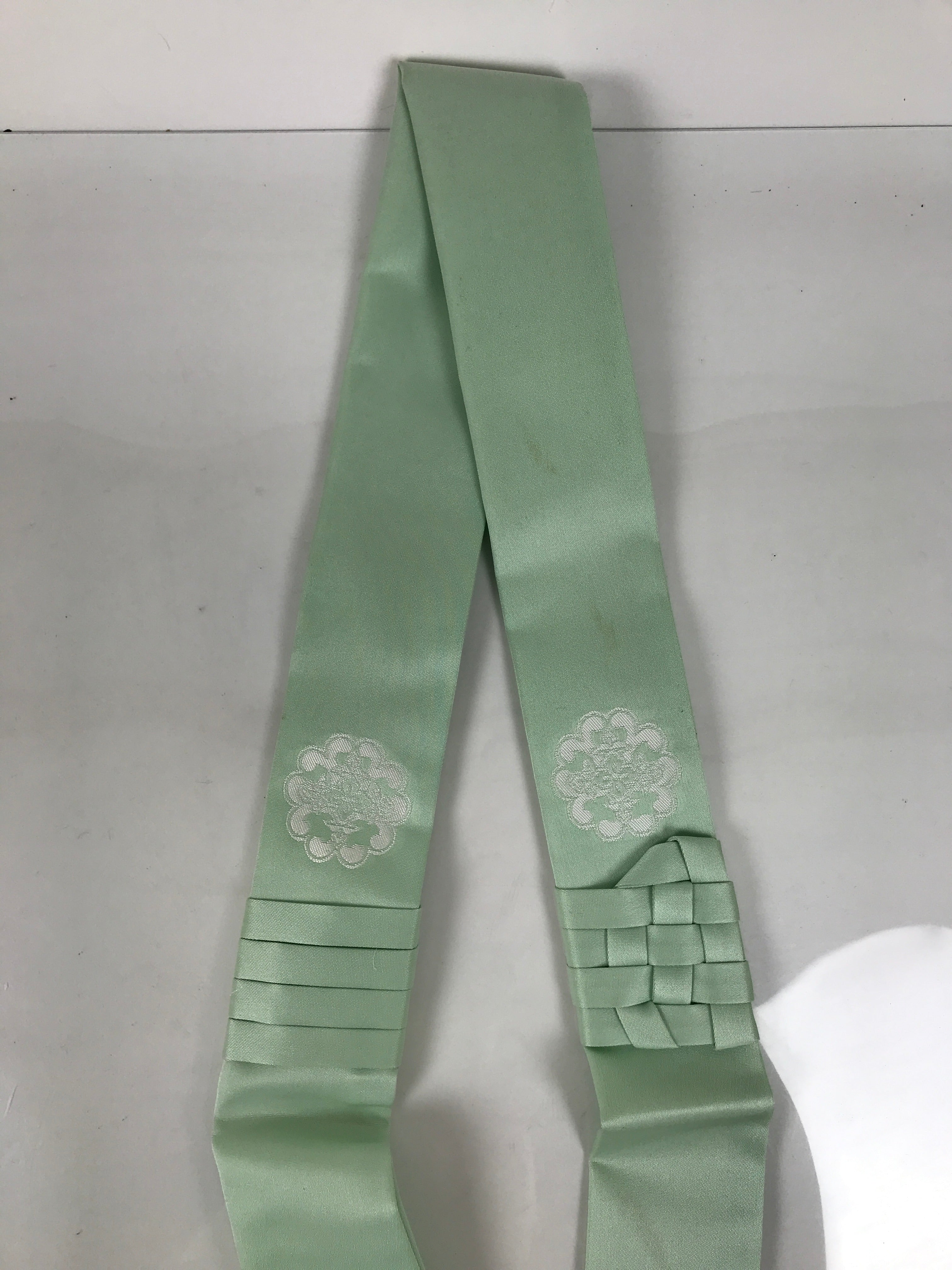 Japanese Buddhist Costume Surplice Sash Vtg Kataginu Wagesa Green White BA914
