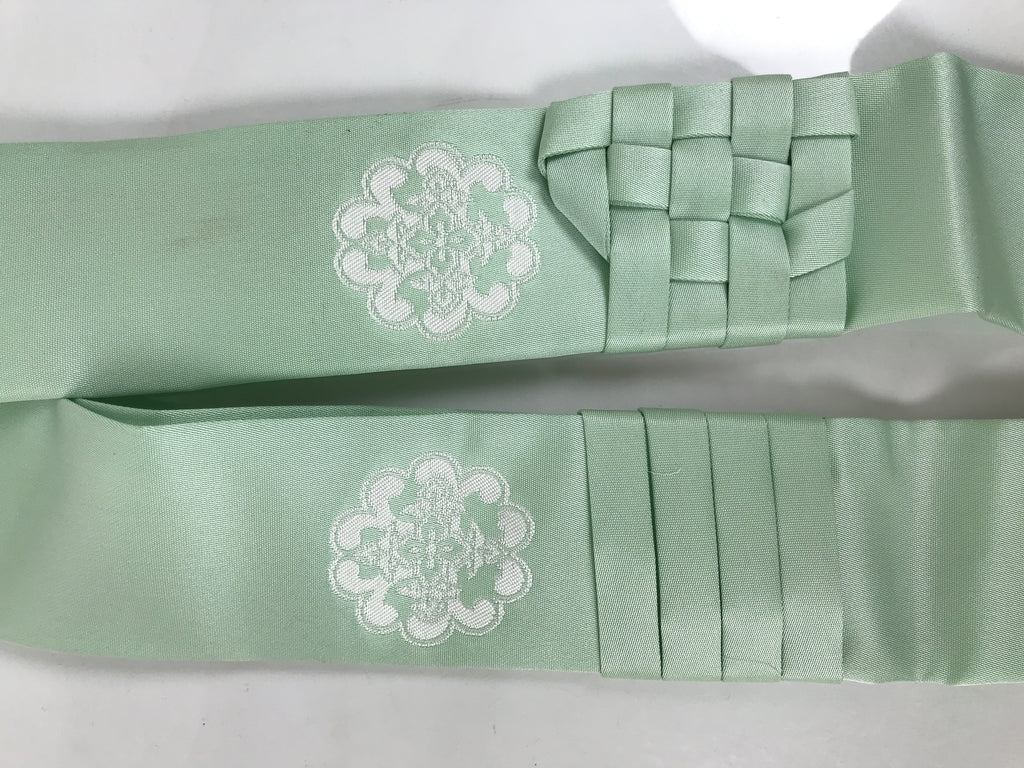 Japanese Buddhist Costume Surplice Sash Vtg Kataginu Wagesa Green White BA914