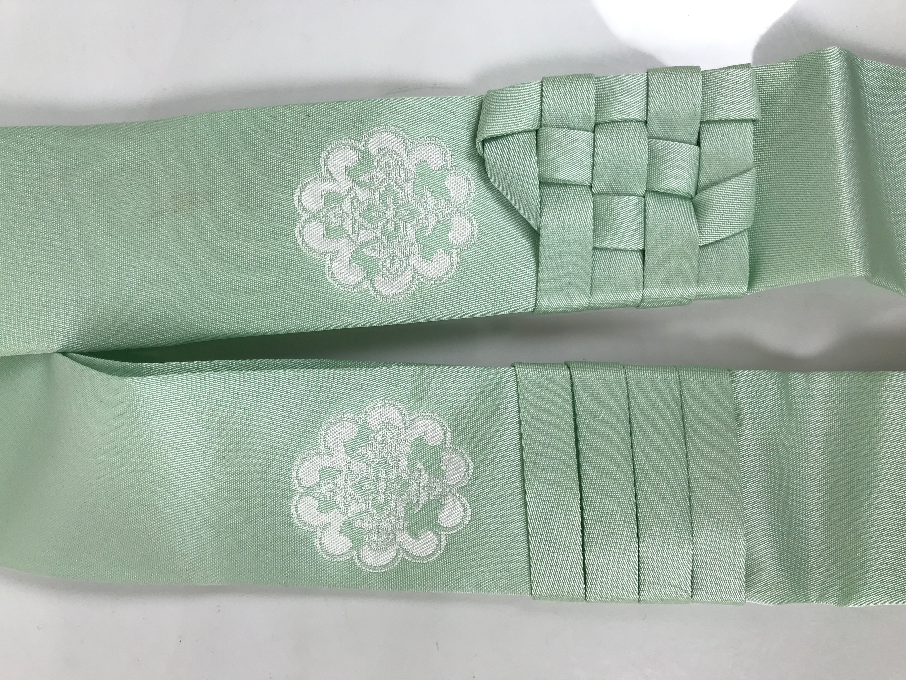 Japanese Buddhist Costume Surplice Sash Vtg Kataginu Wagesa Green White BA914