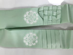 Japanese Buddhist Costume Surplice Sash Vtg Kataginu Wagesa Green White BA914