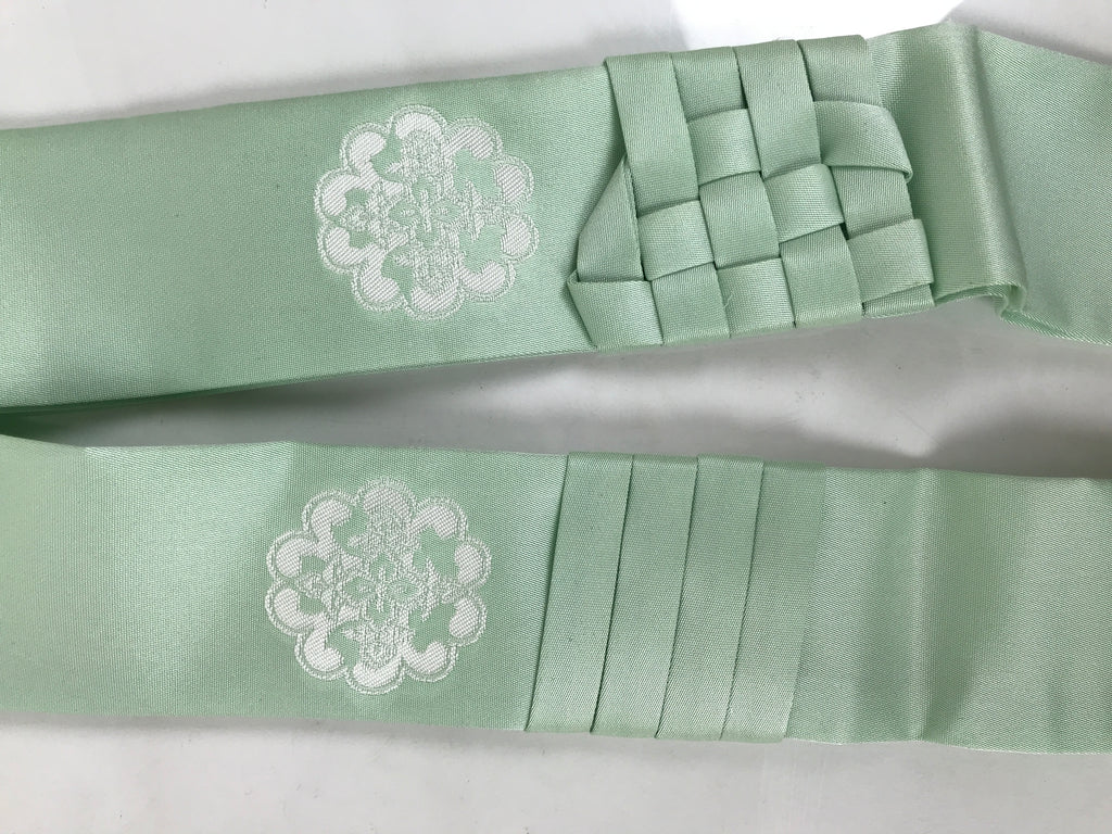 Japanese Buddhist Costume Surplice Sash Vtg Kataginu Wagesa Green White BA914