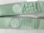 Japanese Buddhist Costume Surplice Sash Vtg Kataginu Wagesa Green White BA914