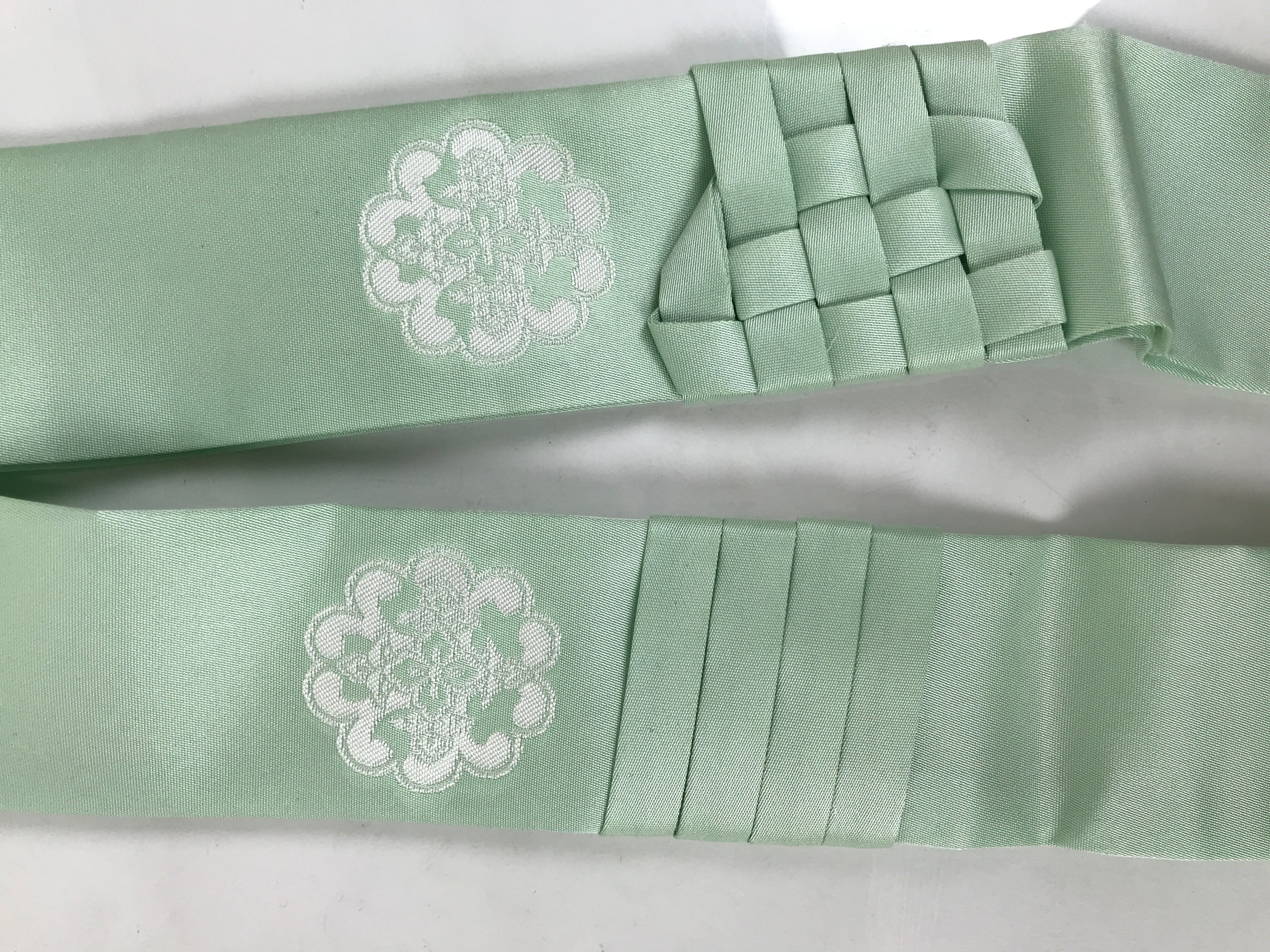 Japanese Buddhist Costume Surplice Sash Vtg Kataginu Wagesa Green White BA914