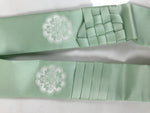 Japanese Buddhist Costume Surplice Sash Vtg Kataginu Wagesa Green White BA914