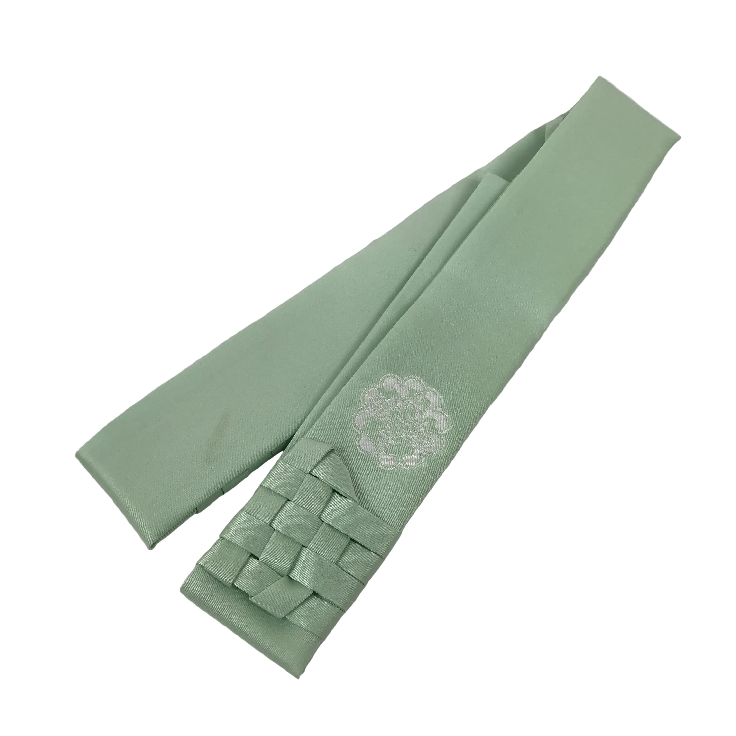Japanese Buddhist Costume Surplice Sash Vtg Kataginu Wagesa Green White BA914