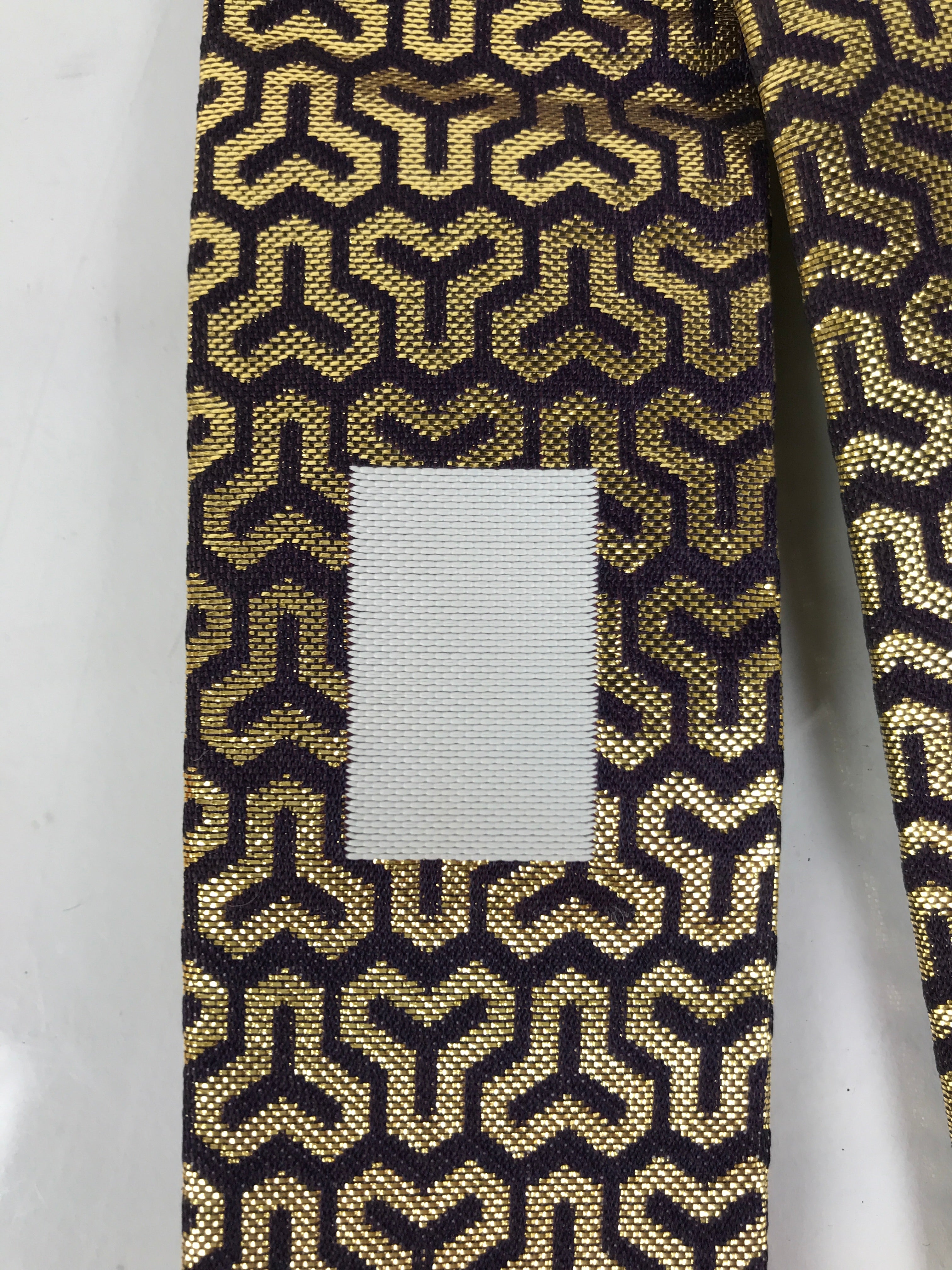 Japanese Buddhist Costume Surplice Sash Vtg Kataginu Wagesa Purple Gold BA925