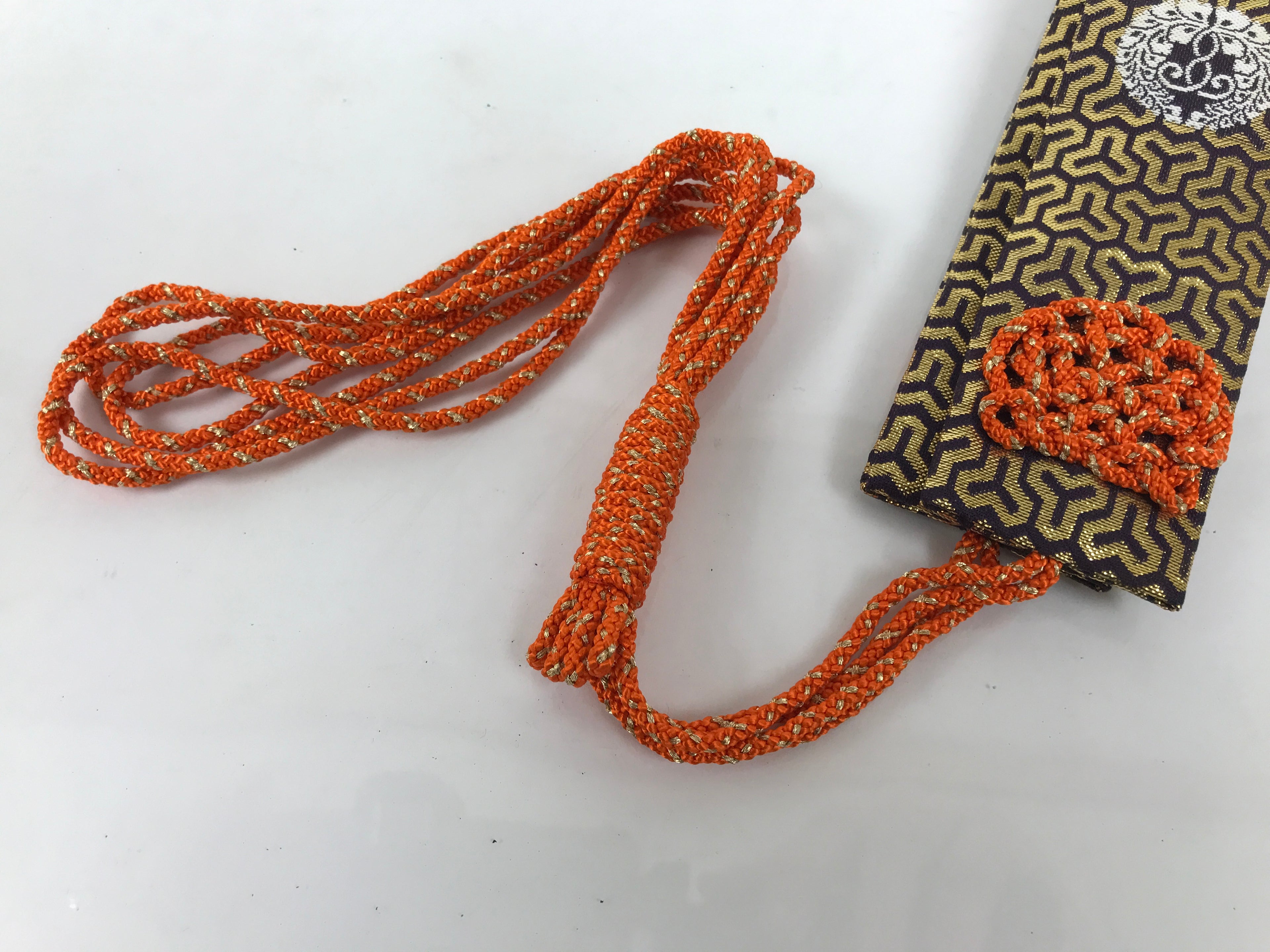 Japanese Buddhist Costume Surplice Sash Vtg Kataginu Wagesa Purple Gold BA925