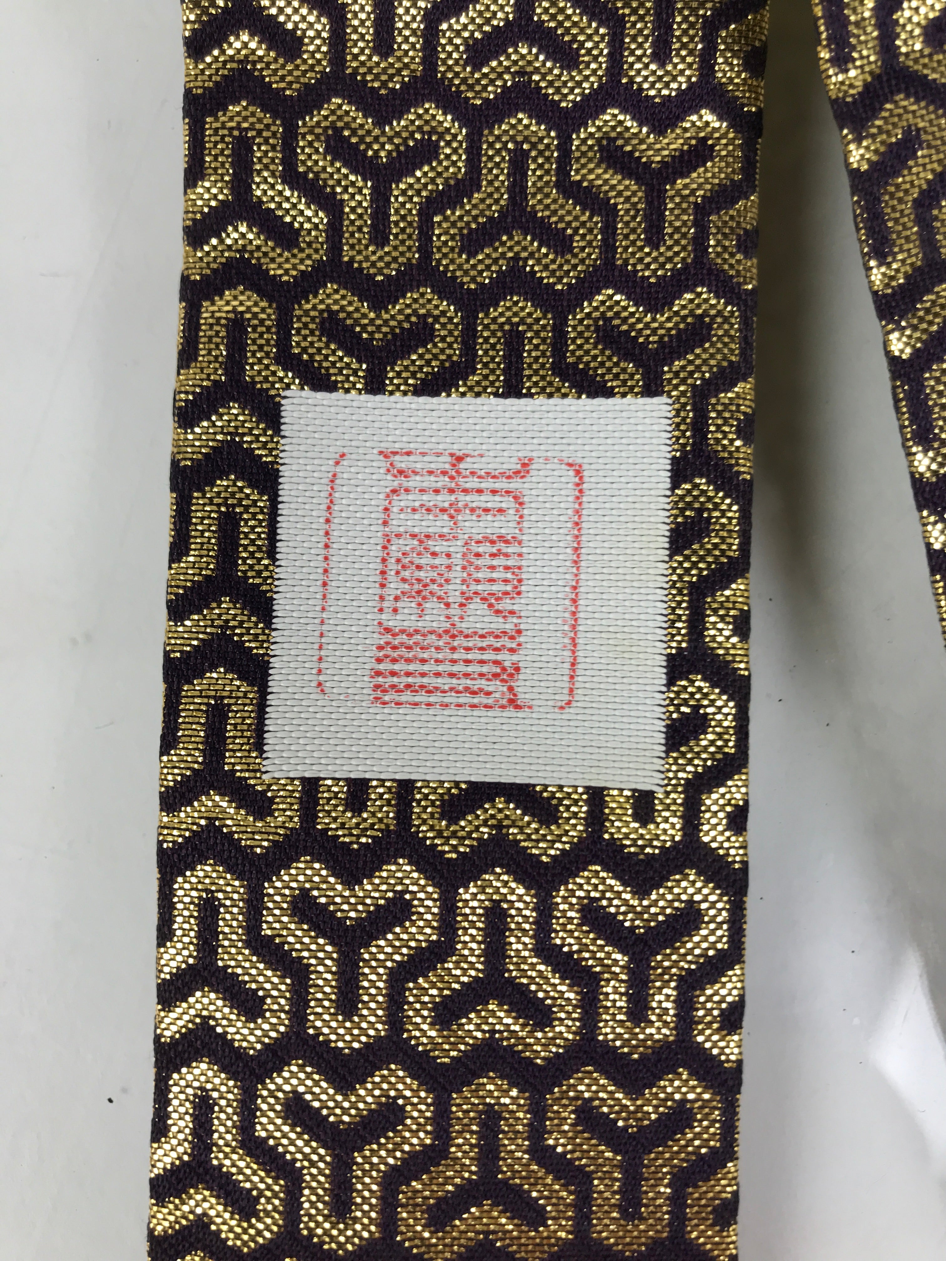 Japanese Buddhist Costume Surplice Sash Vtg Kataginu Wagesa Purple Gold BA925