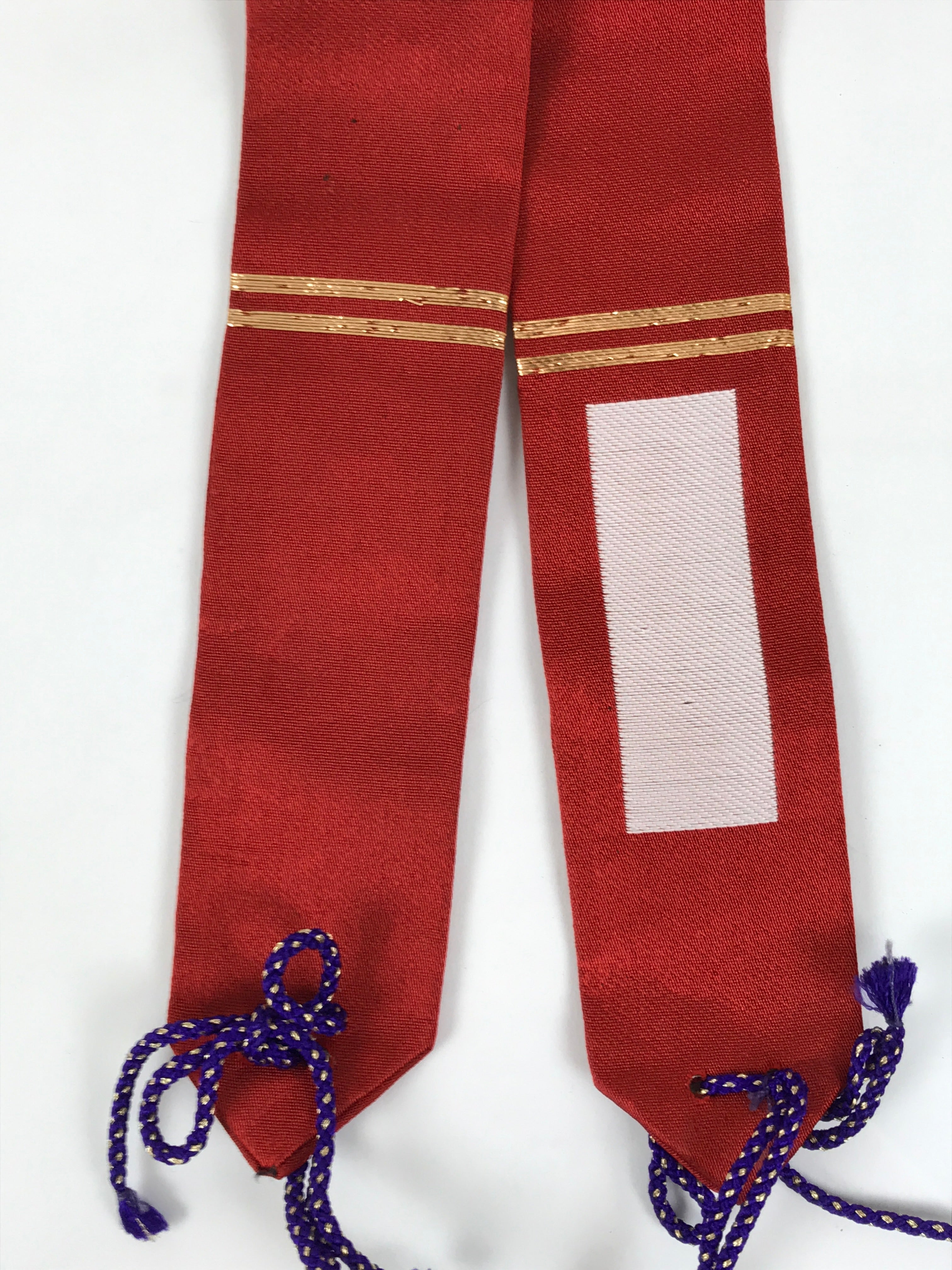 Japanese Buddhist Costume Surplice Sash Vtg Kataginu Wagesa Red Gold BA834