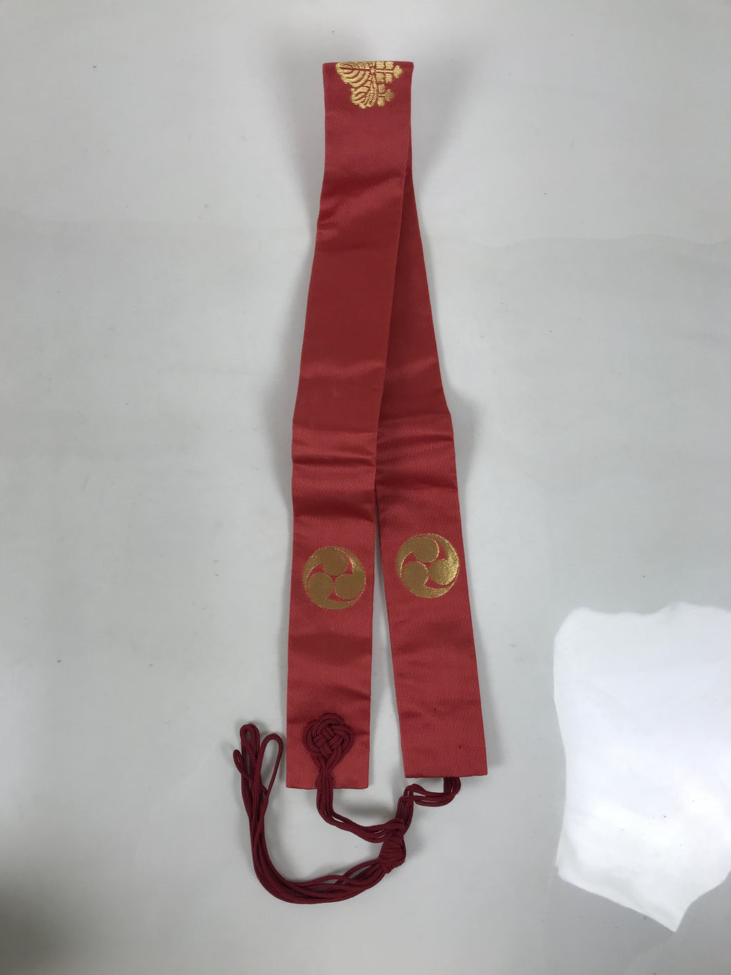 Japanese Buddhist Costume Surplice Sash Vtg Kataginu Wagesa Red Gold BA875