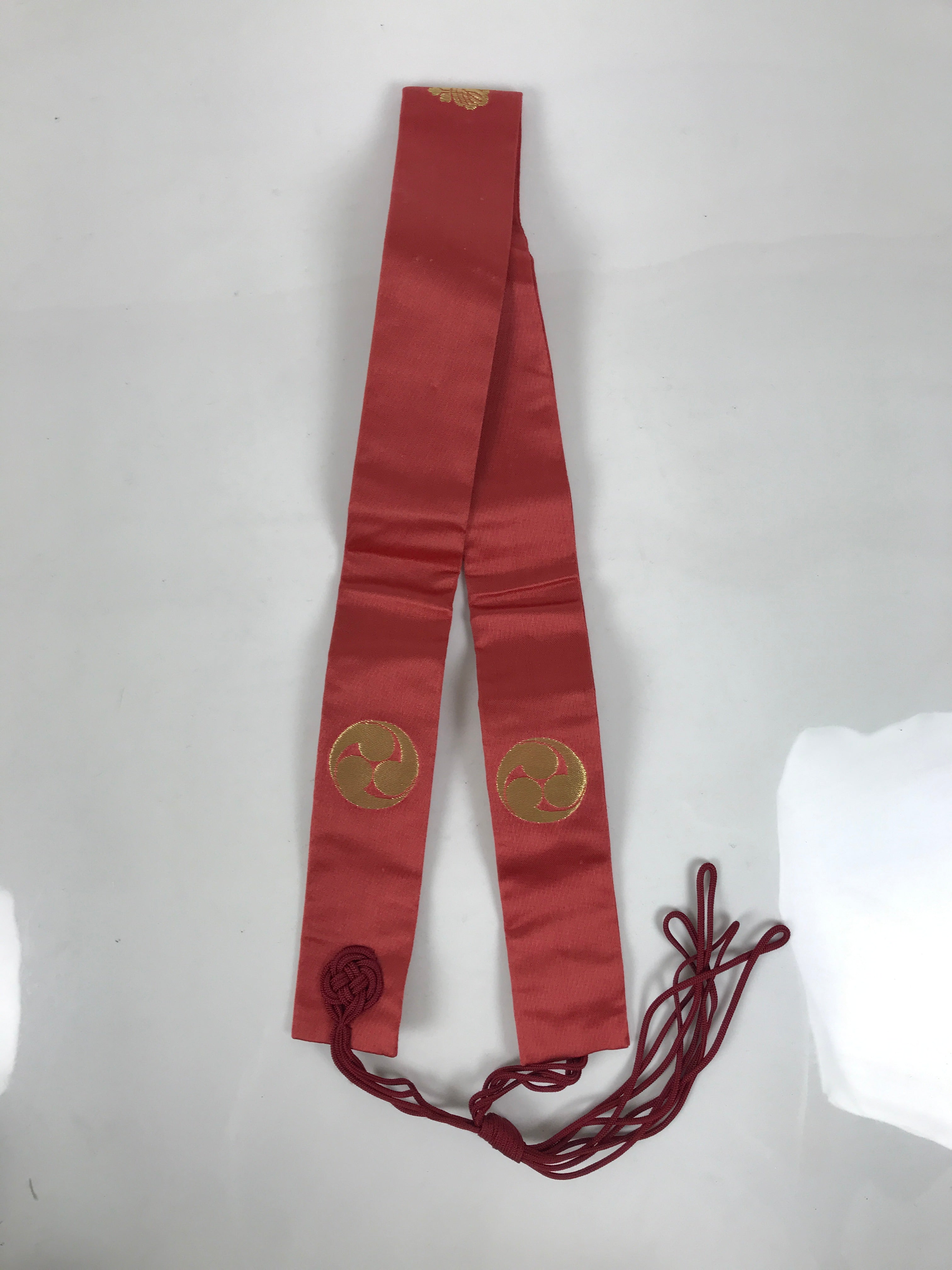 Japanese Buddhist Costume Surplice Sash Vtg Kataginu Wagesa Red Gold BA875