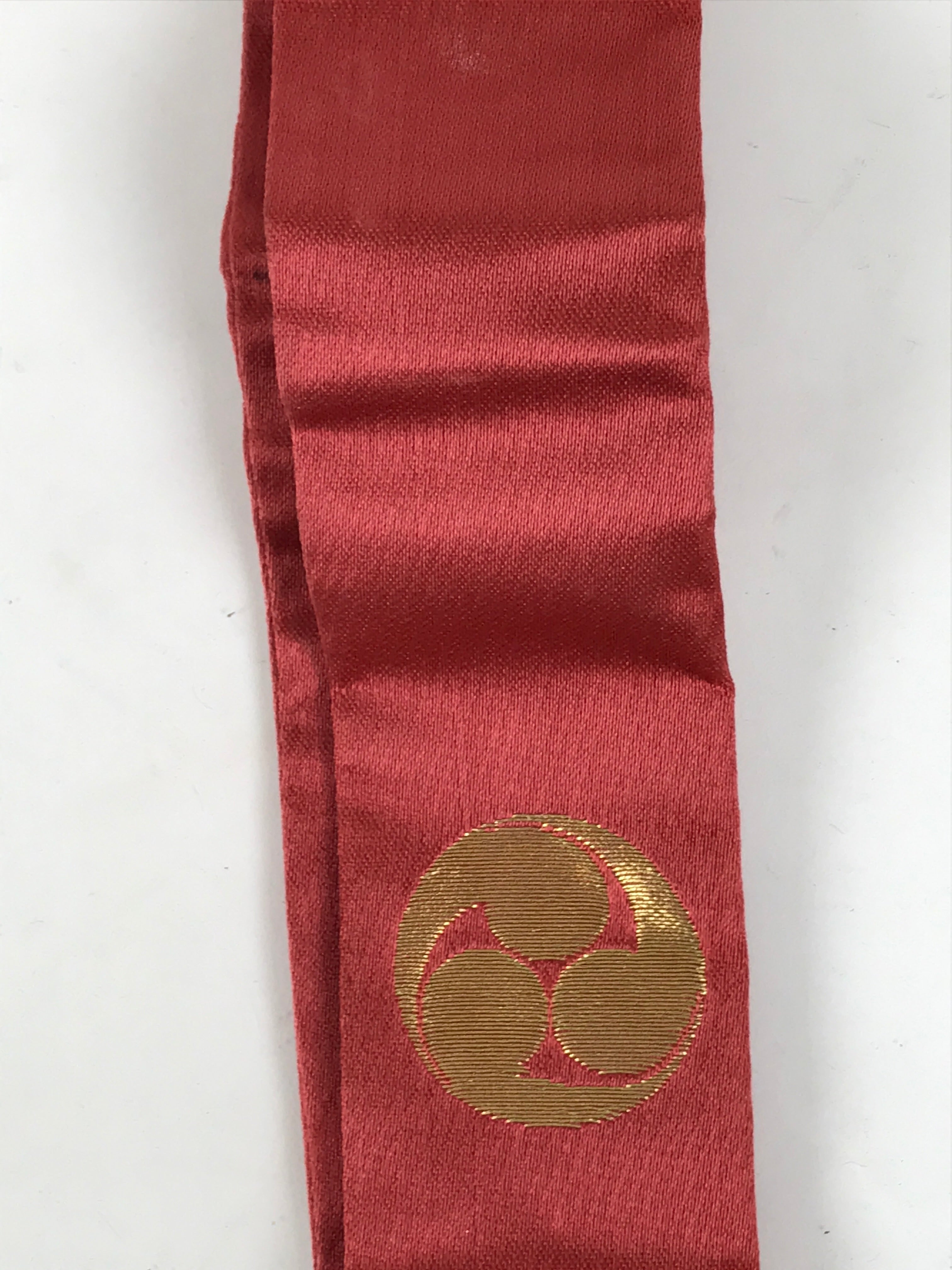 Japanese Buddhist Costume Surplice Sash Vtg Kataginu Wagesa Red Gold BA875