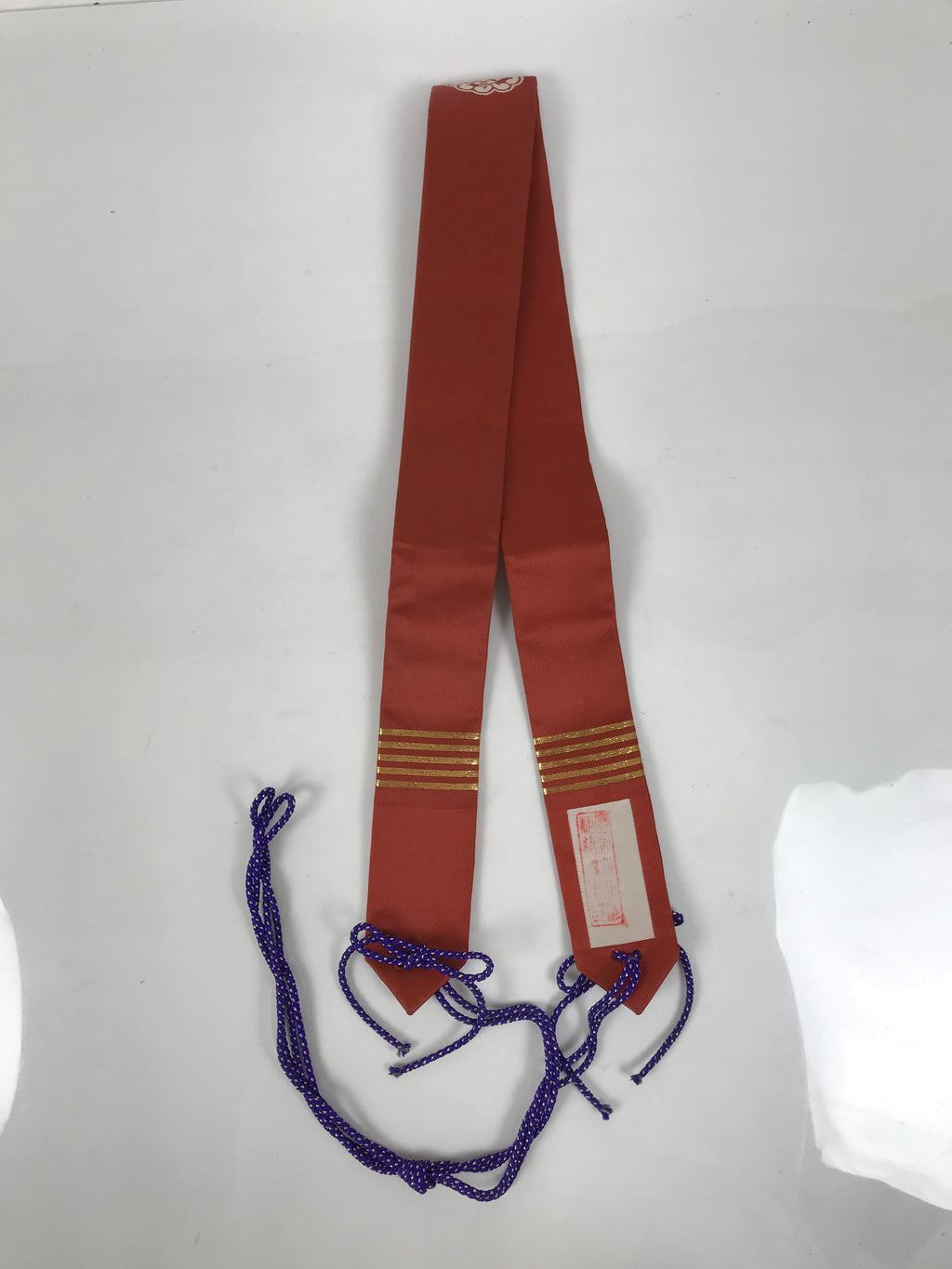 Japanese Buddhist Costume Surplice Sash Vtg Kataginu Wagesa Red White BA912