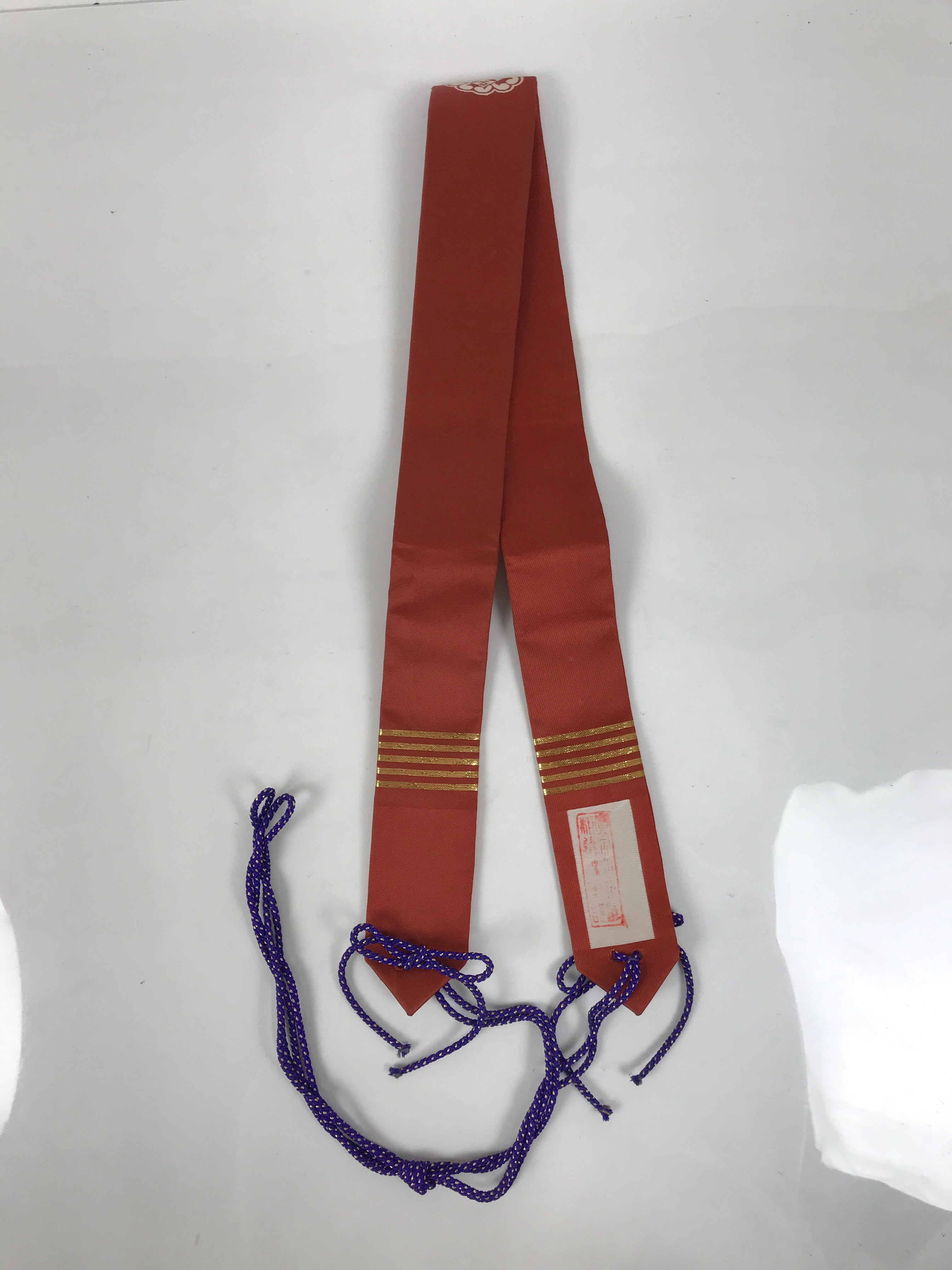 Japanese Buddhist Costume Surplice Sash Vtg Kataginu Wagesa Red White BA912