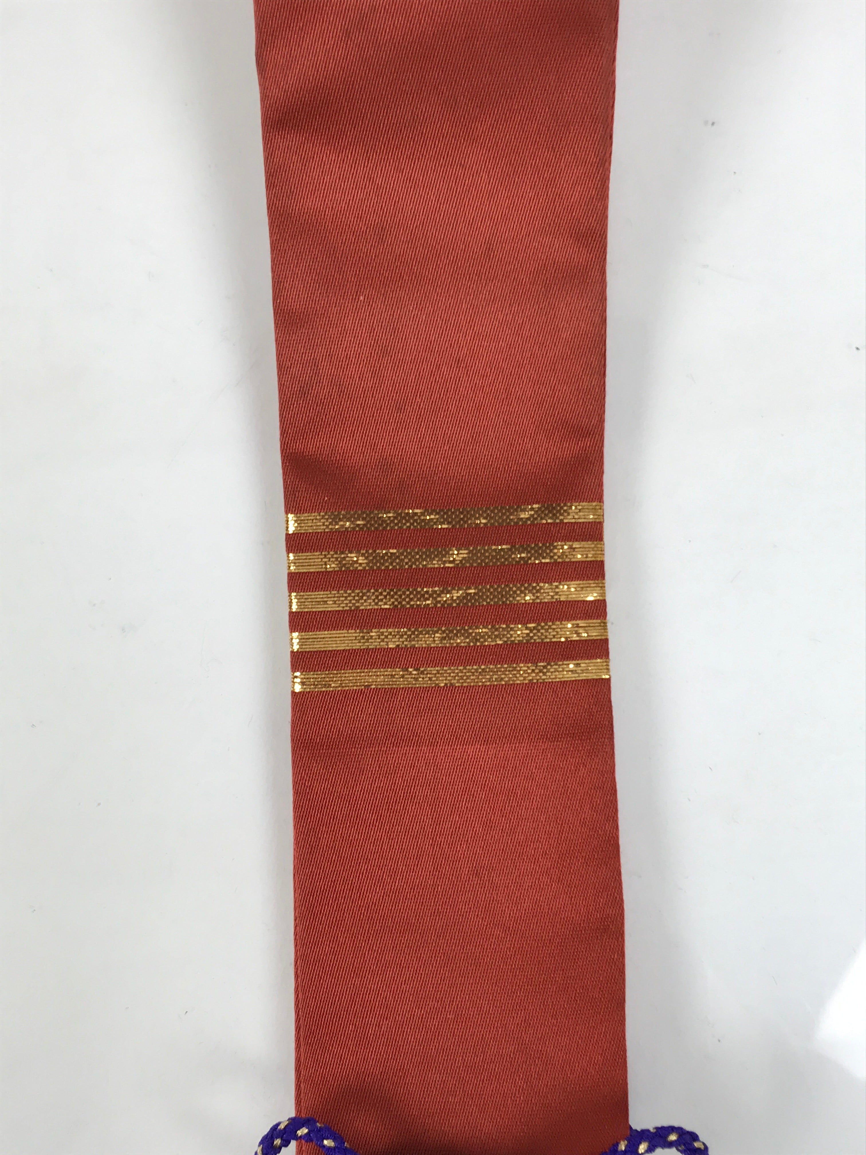 Japanese Buddhist Costume Surplice Sash Vtg Kataginu Wagesa Red White BA912