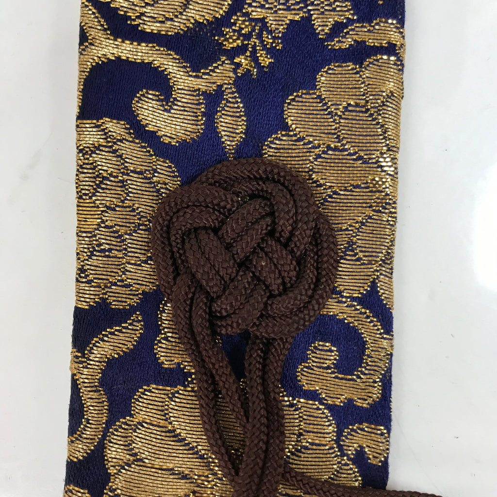 Japanese Buddhist Costume Surplice Sash Vtg Kesa Wagesa Hangesa Blue Gold BA381
